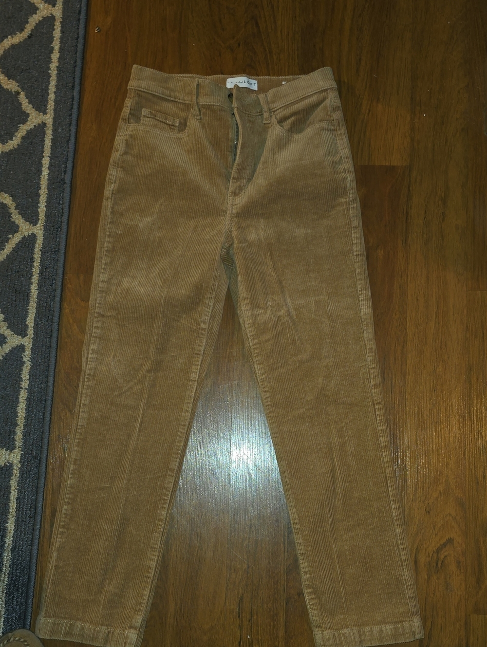 LOFT Tan Corduroy Straight-Leg Pants